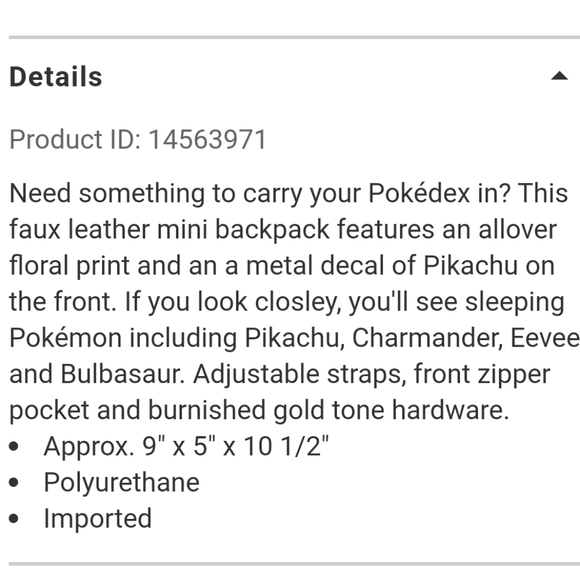 NWT Pokemon Floral Mini Backpack set main image 6